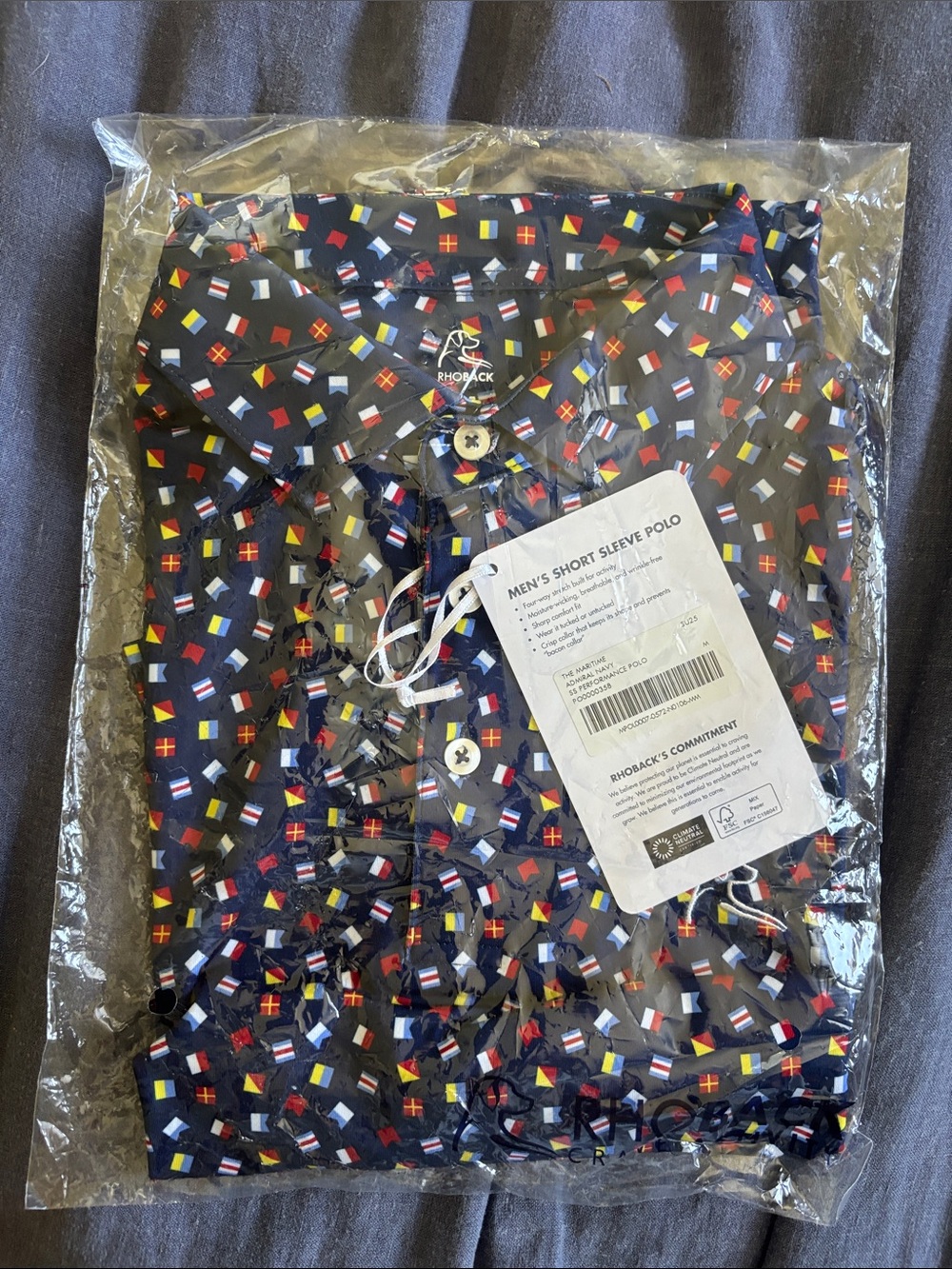 Rhoback The Maritime In Admiral Navy Polo- Nautical Flag Print
